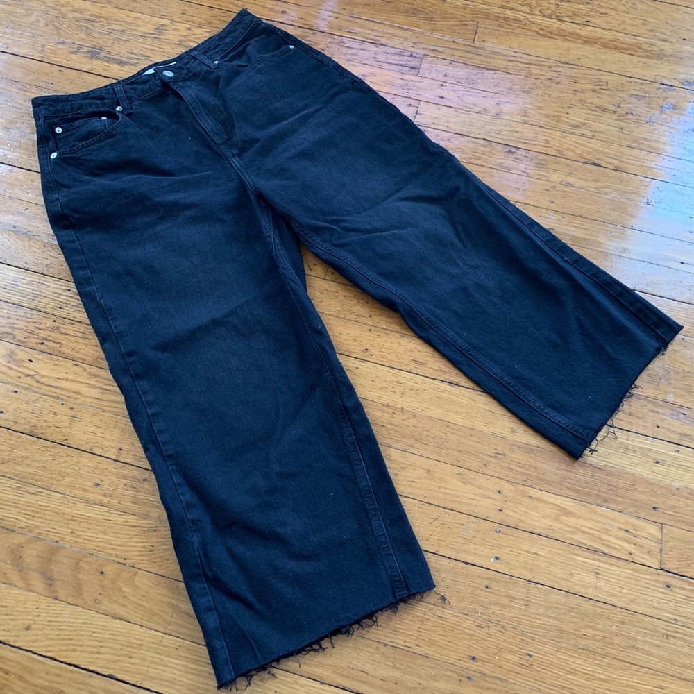 Black Topshop wide leg motto pants
